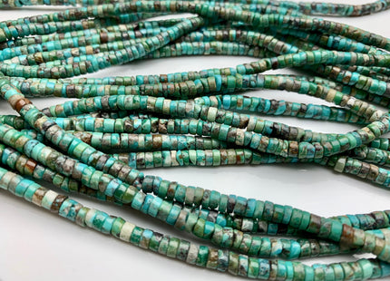 4 mm 100% All Natural Turquoise Heishi Rondelle Shape Genuine Rare Natural Color Turquoise Gemstones Loose Beads 15.5 Inches Strand #3815
