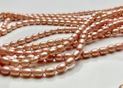 5.5-6x7mm Rice / Oval Freshwater Pearls Salmon Pink Color Genuine Freshwater Pearl Beads Rare Pink Color Oval Pearls #P1923