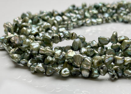 4-5x6-7mm Sage Green Color Keshi Freshwater Pearl Beads Top Drilled Keshi Pearls Genuine Freshwater Tiny Keshi Pearls #P1851