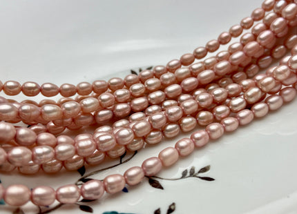 5.5-6x7mm Rice / Oval Freshwater Pearls Salmon Pink Color Genuine Freshwater Pearl Beads Rare Pink Color Oval Pearls #P1923