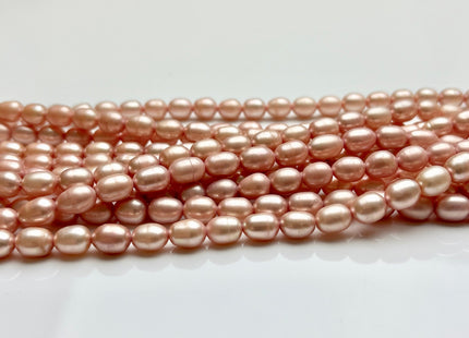 5.5-6x7mm Rice / Oval Freshwater Pearls Salmon Pink Color Genuine Freshwater Pearl Beads Rare Pink Color Oval Pearls #P1923