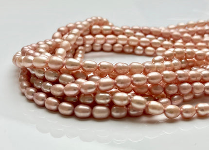 5.5-6x7mm Rice / Oval Freshwater Pearls Salmon Pink Color Genuine Freshwater Pearl Beads Rare Pink Color Oval Pearls #P1923