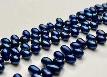 5x7mm AA Top Drilled Royal Blue Color Rice/Oval Freshwater Pearl Beads Genuine High Luster Dancing Cultured Freshwater Pearls #P2019