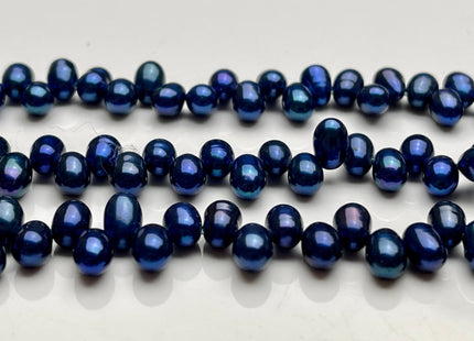 5x7mm AA Top Drilled Royal Blue Color Rice/Oval Freshwater Pearl Beads Genuine High Luster Dancing Cultured Freshwater Pearls #P2019