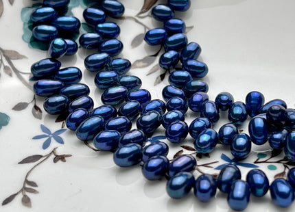 5x7mm AA Top Drilled Royal Blue Color Rice/Oval Freshwater Pearl Beads Genuine High Luster Dancing Cultured Freshwater Pearls #P2019