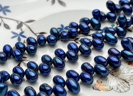 5x7mm AA Top Drilled Royal Blue Color Rice/Oval Freshwater Pearl Beads Genuine High Luster Dancing Cultured Freshwater Pearls #P2019