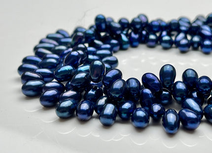 5x7mm AA Top Drilled Royal Blue Color Rice/Oval Freshwater Pearl Beads Genuine High Luster Dancing Cultured Freshwater Pearls #P2019