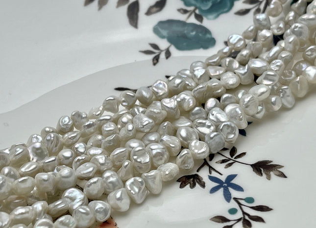 Small Nugget Pearls, 3-4mm 4-5mm 5-6mm Small Pearls, 6-9mm Center Drilled  Pearls, White Pearl Natural Freshwater Pearls, Fine Pearl FN1X0-WS 