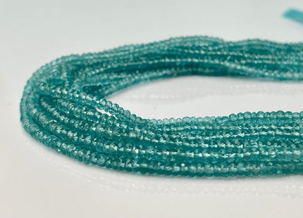 3.5 mm Natural Aqua Blue Apatite Gemstone Beads Faceted Rondelle Shape Genuine Blue Apatite Gemstone Beads 13 Inches Strand #4158