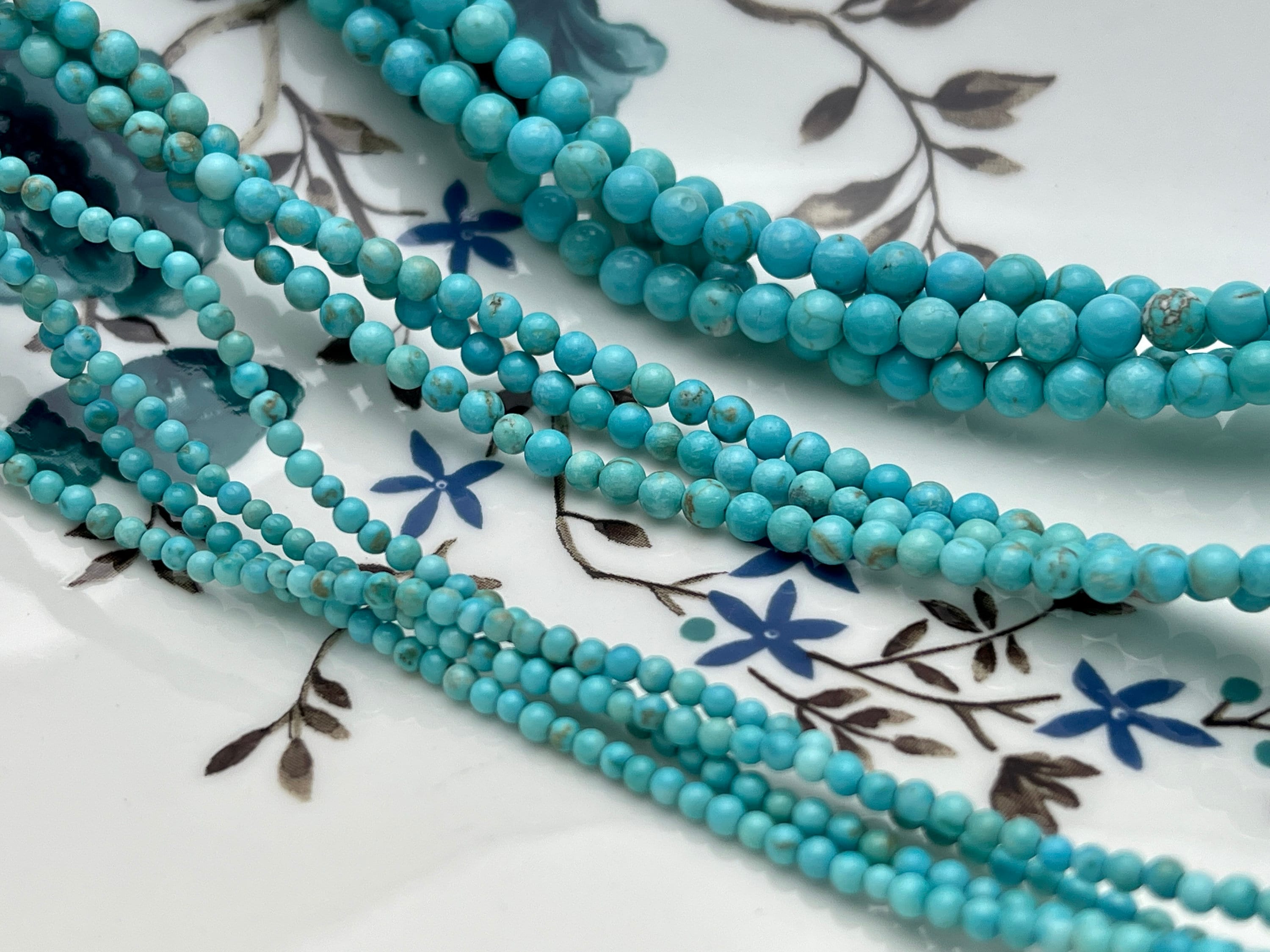 2mm 3mm 4mm Smooth Round Turquoise Gemstone Beads 15.5 Inches Strand #4179