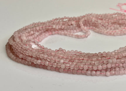 BEST DEAL 3-3.5 mm Faceted Round Tiny Rose Quartz Gemstone Beads Genuine Natural Pink Rose Quartz Loose Beads 15.5 Inches Strand  #4175