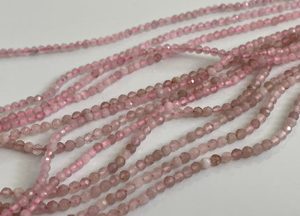 BEST DEAL 2 mm Faceted Round Tiny Rose Quartz Gemstone Beads Genuine Natural Pink Rose Quartz Loose Beads 15.5 Inches Strand  #4177