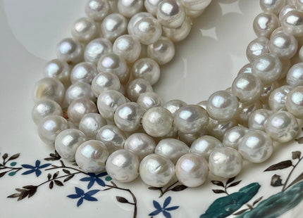 9-13mm AAAA Natural White Full Strand Large Hole Freshwater Edison Pearl Beads Hole Size 2.2mm Genuine Super High Luster Baroque Pearl#P2234