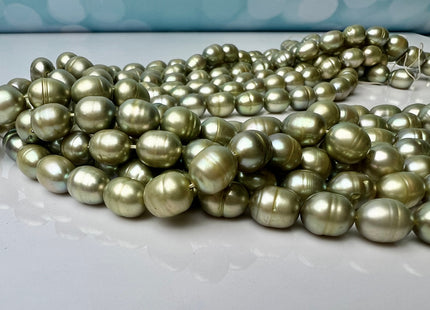 7x9 mm Olive/Sage Green Color Freshwater Rice/Oval Pearls Genuine Green Color Rice/Oval Freshwater Pearls 44 Beads #P2268