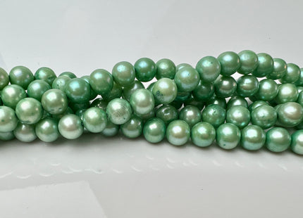 7.5-8 mm Green Color Potato Freshwater Pearl Beads Genuine Cultured Freshwater Pearl Beads Green Potato Pearls 55 Pieces #P2288