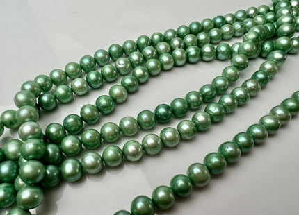 7.5-8 mm Green Color Potato Freshwater Pearl Beads Genuine Cultured Freshwater Pearl Beads Green Potato Pearls 55 Pieces #P2288