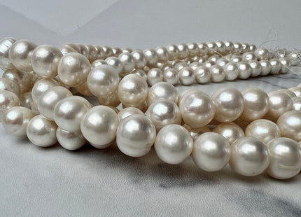 11-12mm AA Natural White Off Round Freshwater Pearls Genuine Natural Potato Pearl Beads Lustrous Cultured Pearls 38 Pieces #P2275