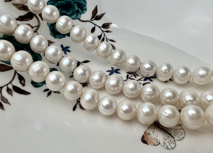 11-12mm AA Natural White Off Round Freshwater Pearls Genuine Natural Potato Pearl Beads Lustrous Cultured Pearls 38 Pieces #P2275