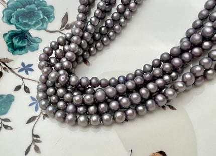 6 mm AAA Dark Gray Color Off Round Freshwater Pearl Beads Genuine Gray Color With Slightly Purple Tone Freshwater Pearls  #P2284