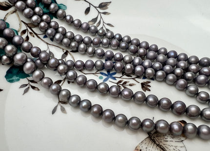 6 mm AAA Dark Gray Color Off Round Freshwater Pearl Beads Genuine Gray Color With Slightly Purple Tone Freshwater Pearls  #P2284