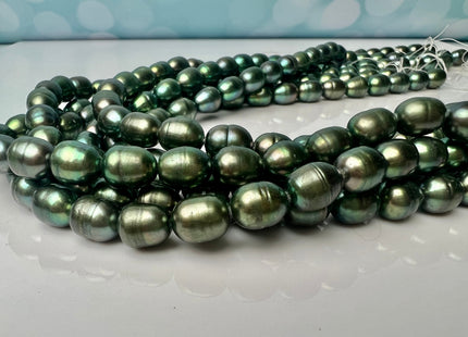 7x9 mm Olive/Sage Green Color Freshwater Rice/Oval Pearls Genuine Green Color Rice/Oval Freshwater Pearls 44 Beads #P2268