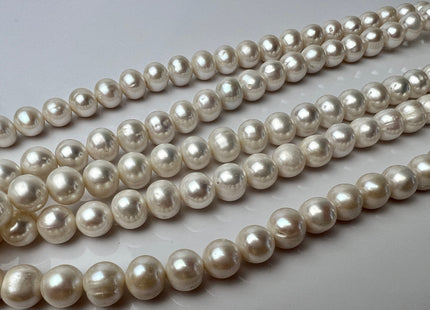 11-12mm AA Natural White Off Round Freshwater Pearls Genuine Natural Potato Pearl Beads Lustrous Cultured Pearls 38 Pieces #P2275