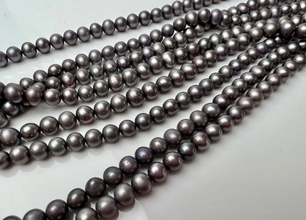 6 mm AAA Dark Gray Color Off Round Freshwater Pearl Beads Genuine Gray Color With Slightly Purple Tone Freshwater Pearls  #P2284