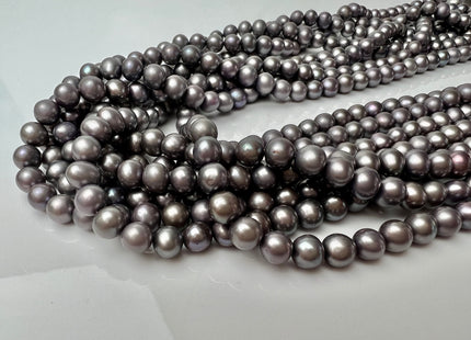 6 mm AAA Dark Gray Color Off Round Freshwater Pearl Beads Genuine Gray Color With Slightly Purple Tone Freshwater Pearls  #P2284