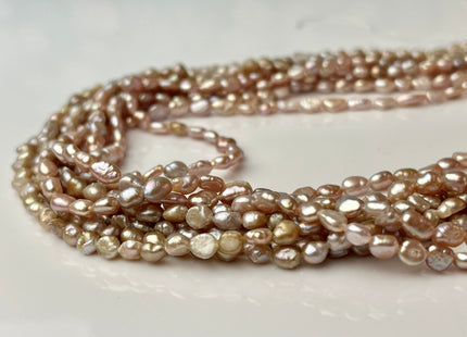 4 mm Natural Mauve Pink Potato Nugget Freshwater Pearl Beads Genuine Freshwater Pearls Tiny Mauve Nugget Cultured Seed Pearl Beads #P2314