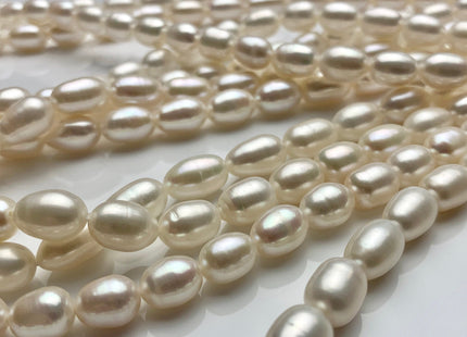 6.5-7x9-11 mm AAA Natural White Long Oval/Rice Freshwater Pearl Genuine High Luster Long Smooth Quality Pearls Bridal Pearls #P1612