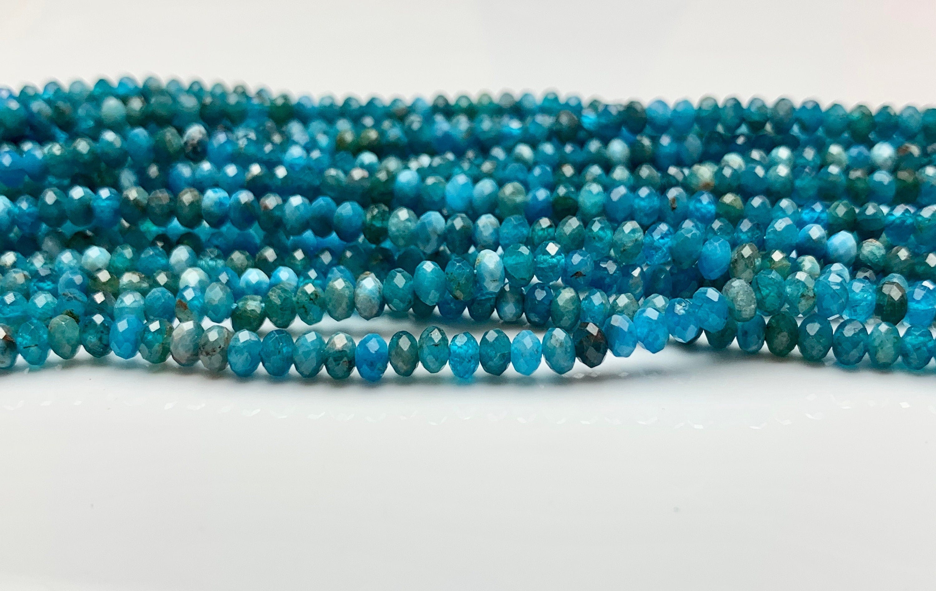 APATITE 3mm High Grade Faceted Gemstone Beads Strand