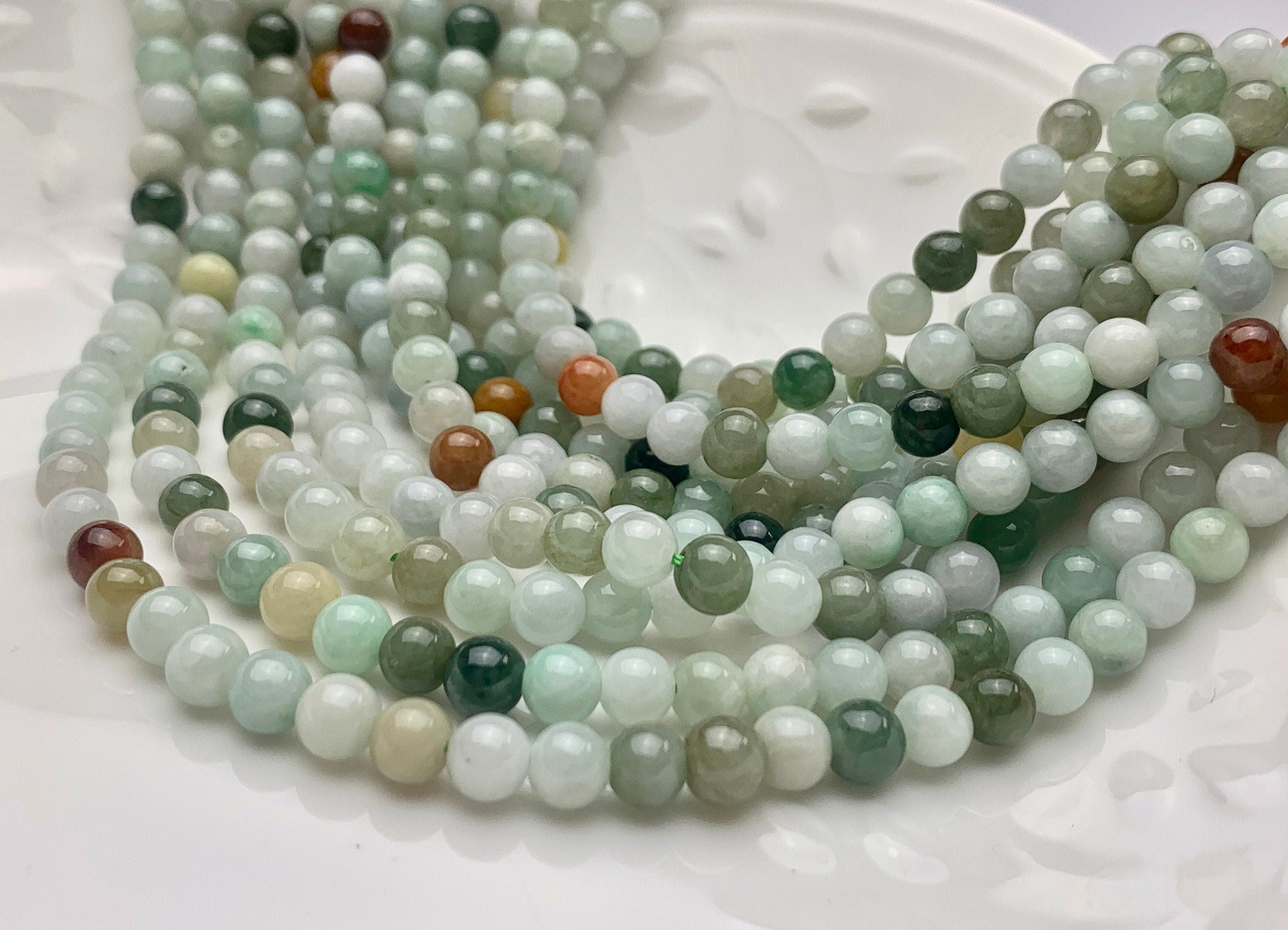 6mm 8mm 10mm Natural Color Smooth Round Burmese Jade Beads Natural