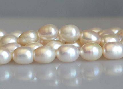 8-9x10-11 mm AA White Rice Freshwater Pearls, Genuine Freshwater Pearl, Natural Oval Pearls, Bridal Pearls #84