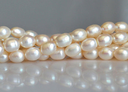 8-9x10-11 mm AA White Rice Freshwater Pearls, Genuine Freshwater Pearl, Natural Oval Pearls, Bridal Pearls #84