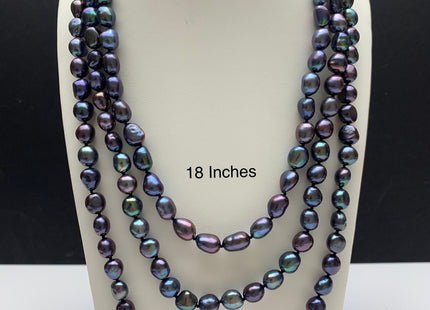 18/20/24 Inches Hand Knotted 8x10mm AAA Freshwater Potato Nugget Pearl Necklace Peacock Color Genuine Pearl Necklace With Silver Clasp #1853