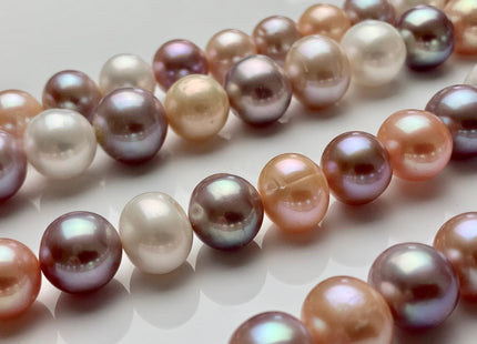 12-14.5mm AAA Natural White Mauve Pink Color Freshwater Pearl Beads Genuine Very Rare High Luster Off Round Large Size Pearl 34 Beads #P1659