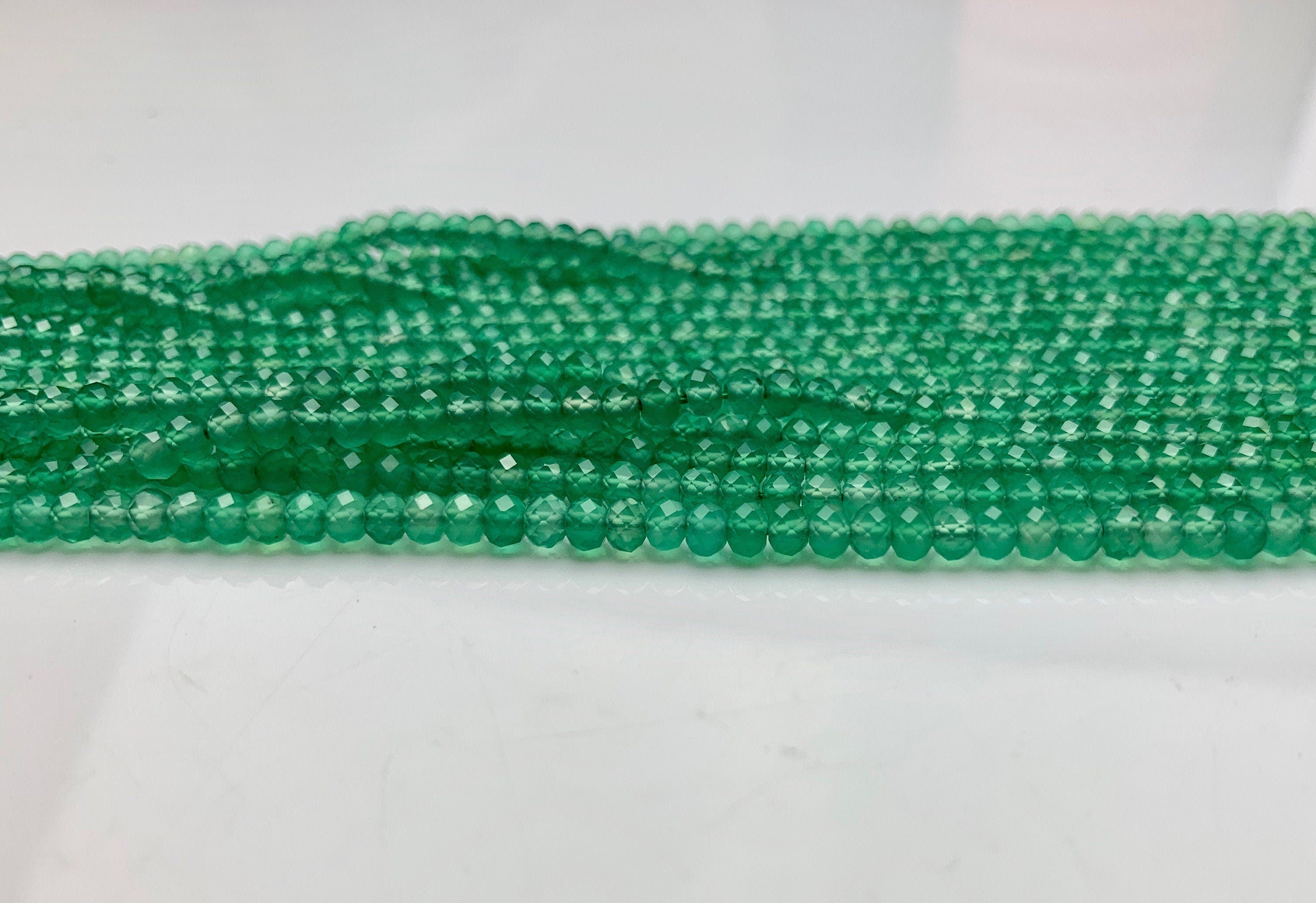 GREEN AGATE 3mm High Grade Faceted Gemstone Beads