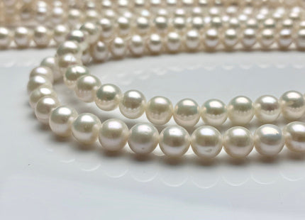 WHOLESALE 7-7.5 mm AAA Natural White Semi Round Freshwater Pearl Beads Genuine High Luster White Cultured Freshwater Pearls #1648