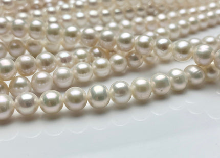 WHOLESALE 7-7.5 mm AAA Natural White Semi Round Freshwater Pearl Beads Genuine High Luster White Cultured Freshwater Pearls #1648