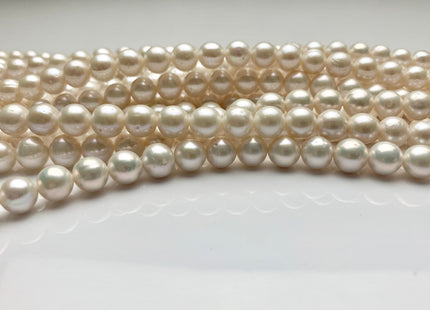 WHOLESALE 7-7.5 mm AAA Natural White Semi Round Freshwater Pearl Beads Genuine High Luster White Cultured Freshwater Pearls #1648