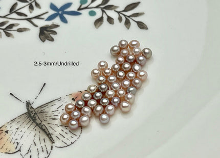 Two Pieces AAA 1-2.5 mm Quality High Luster Undrilled/Half Drilled Tiny Freshwater Seed Pearls Genuine Natural Pink Freshwater Pearls #P1510