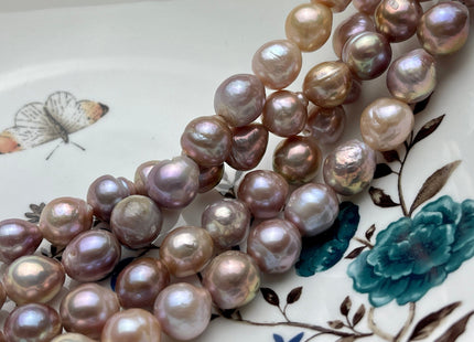 10-12mm AA Half Strand LargeHole Very Rare Dark Mauve Pink Baroque Pearl Bead 2.2mm Hole Natural Edison Pearl With Iridescent Color #P2068