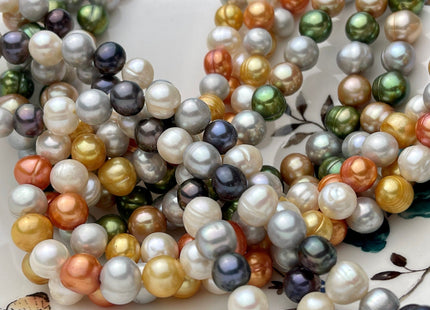 8-9 mm Multi Color Potato Freshwater Pearl Beads, Mixed Color Potato Pearls, Genuine Cultured Freshwater Pearl Beads #553