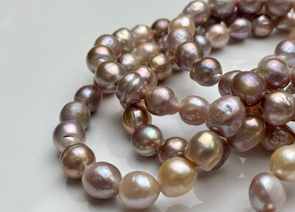 10-12mm AA Half Strand LargeHole Very Rare Dark Mauve Pink Baroque Pearl Bead 2.2mm Hole Natural Edison Pearl With Iridescent Color #P2068