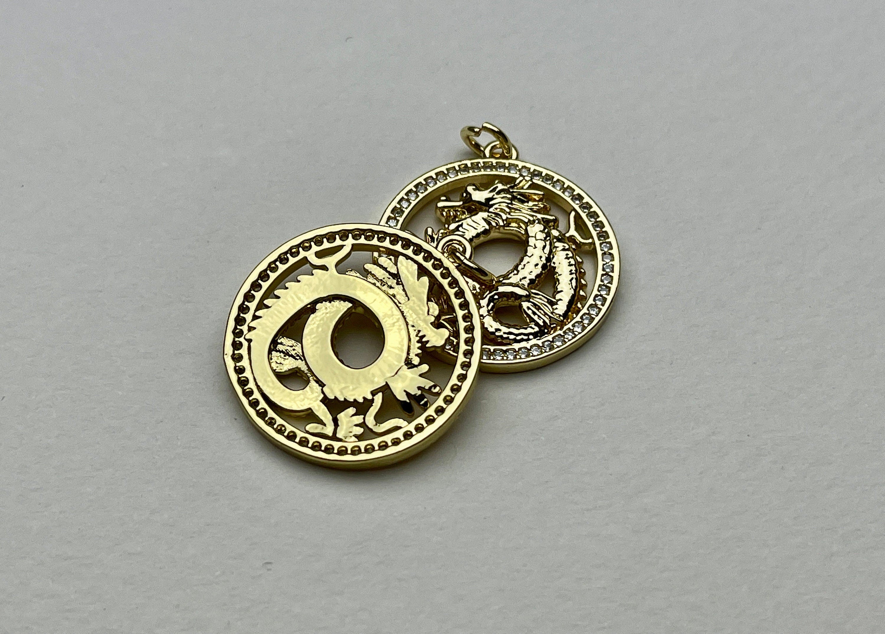Dragon Medallion Charms for Necklace Jewelry Making, 18K Gold Filled C –  QualityBeadMart