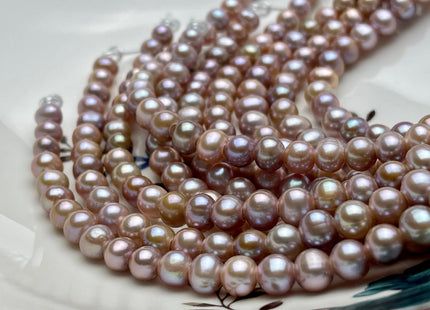 7.5-8 mm AA Half Strand Large Hole Natural Mauve pink Freshwater Potato Pearl Beads Hole Size 2.2mm Genuine Freshwater Pearl 30 Beads #P1797