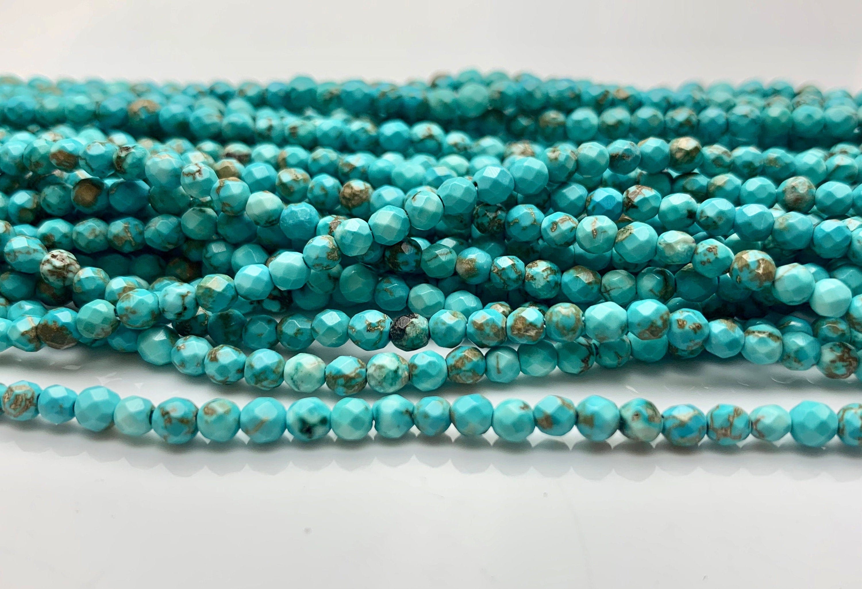 AAA Quality Turquoise Micro-faceted Beads American Turquoise Round