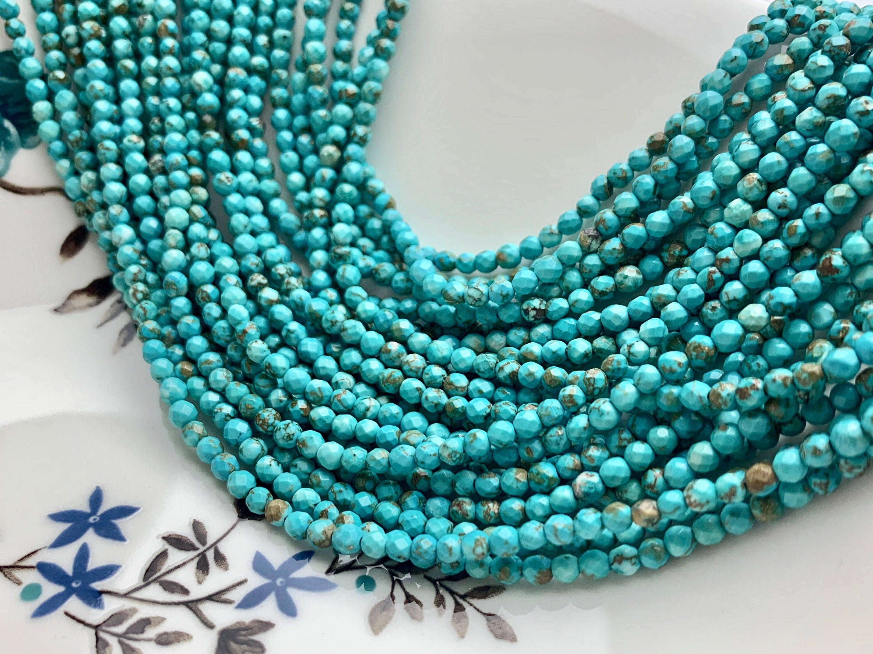 Wholesale Natural Stone Beads Blue Turquoise Round Loose Beads For
