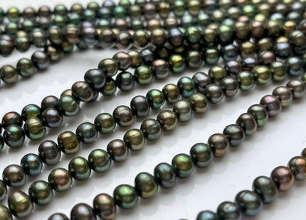 6 mm Dark Forest Green Color Potato Freshwater Pearl Beads Genuine Cultured Freshwater Pearl Beads Forest Green Potato Pearl Beads #P2107