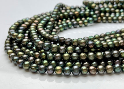 6 mm Dark Forest Green Color Potato Freshwater Pearl Beads Genuine Cultured Freshwater Pearl Beads Forest Green Potato Pearl Beads #P2107